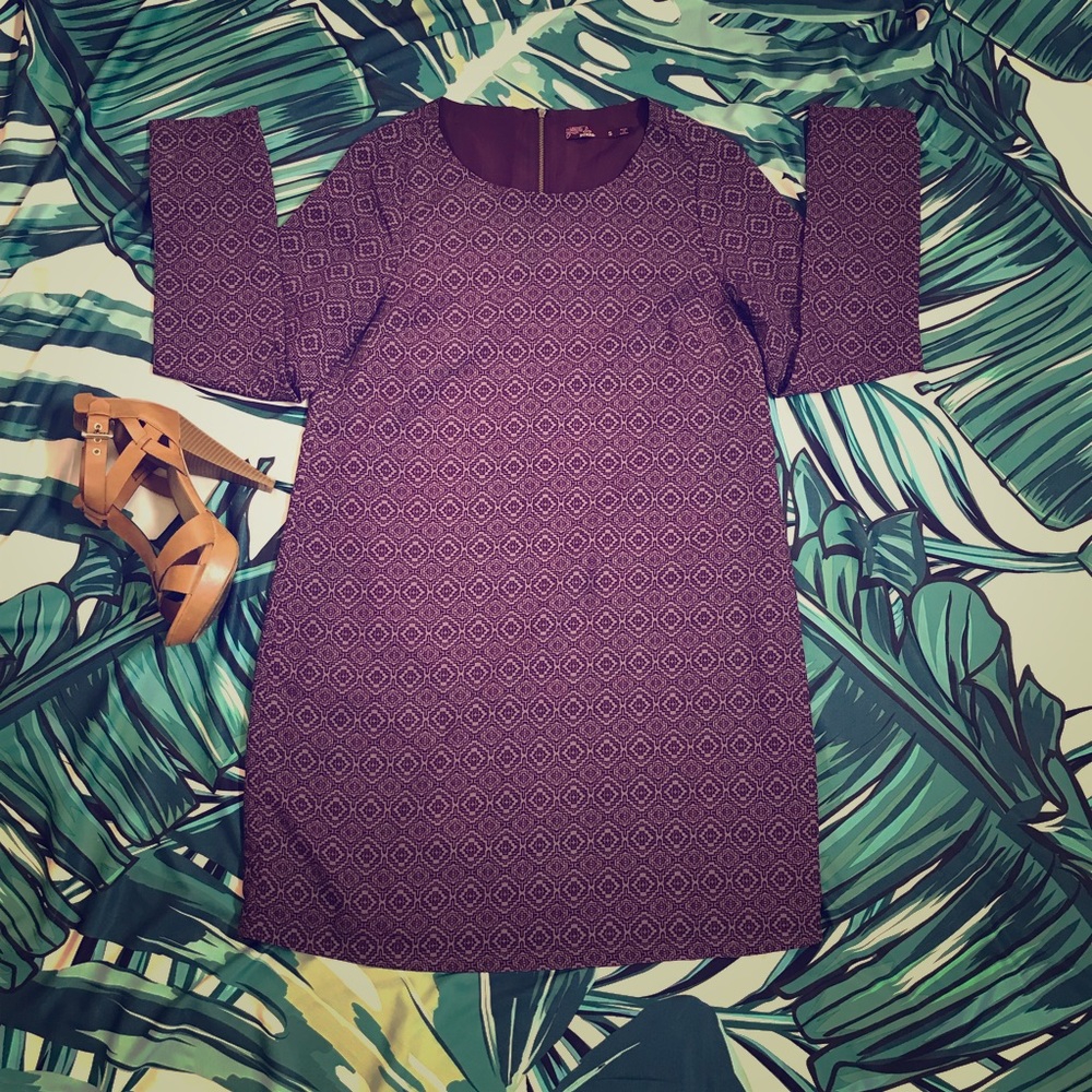 PRANA LONG SLEEVE ZIPPERED BACK DRESS BOHEMIAN